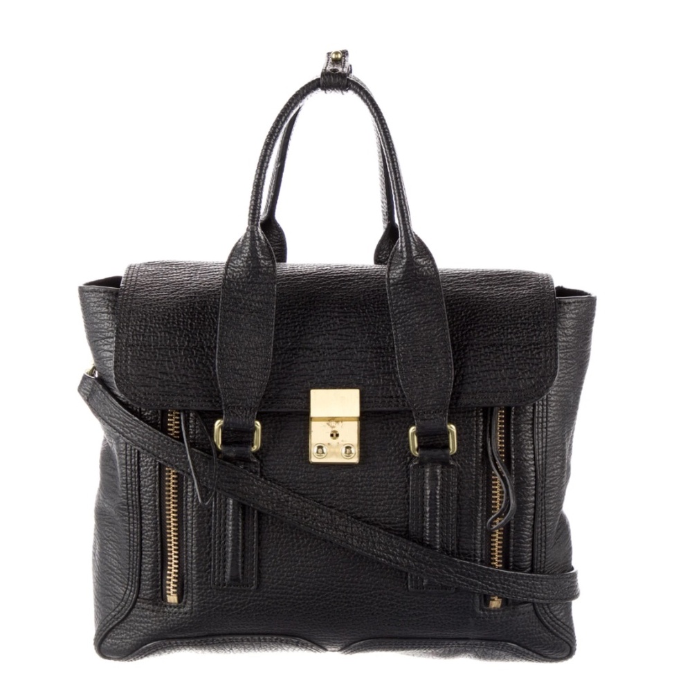 3.1 Phillip Lim Black Pashli Leather Satchel with Brass Hardware